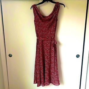 Red and white flowy floral garden party  dress perfect for every season